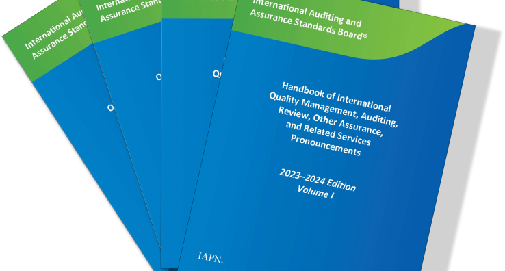 Image of IAASB 2023-2024 handbook covers for four volumes