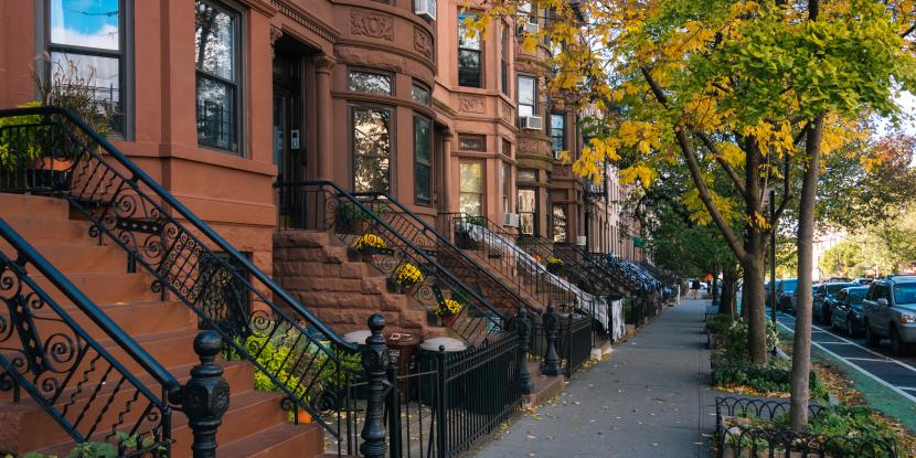 Street in Park Slope, Brooklyn, New York city in autumn
